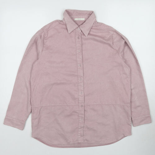 Marks and Spencer Womens Pink Polyester Basic Button-Up Size 12 Collared