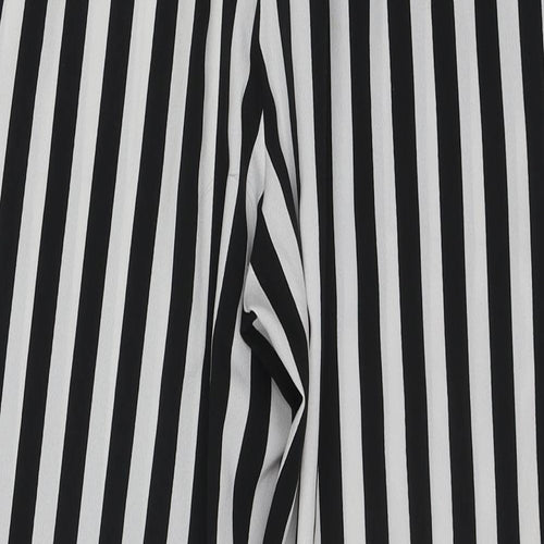 VERO MODA Womens Black Striped Polyester Trousers Size M L24 in Regular Tie