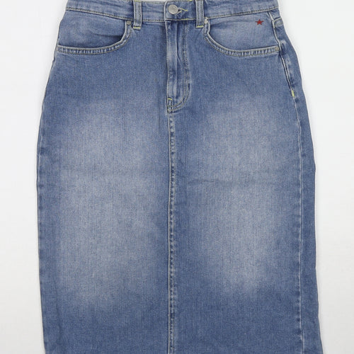 Khost Womens Blue Cotton Straight & Pencil Skirt Size 10 Zip