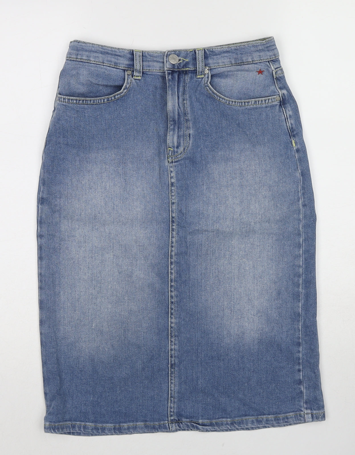 Khost Womens Blue Cotton Straight & Pencil Skirt Size 10 Zip