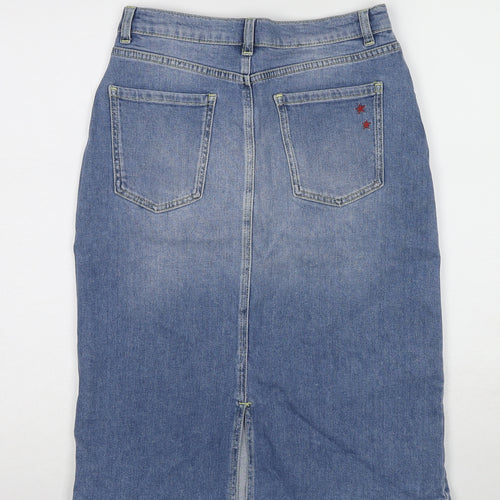 Khost Womens Blue Cotton Straight & Pencil Skirt Size 10 Zip