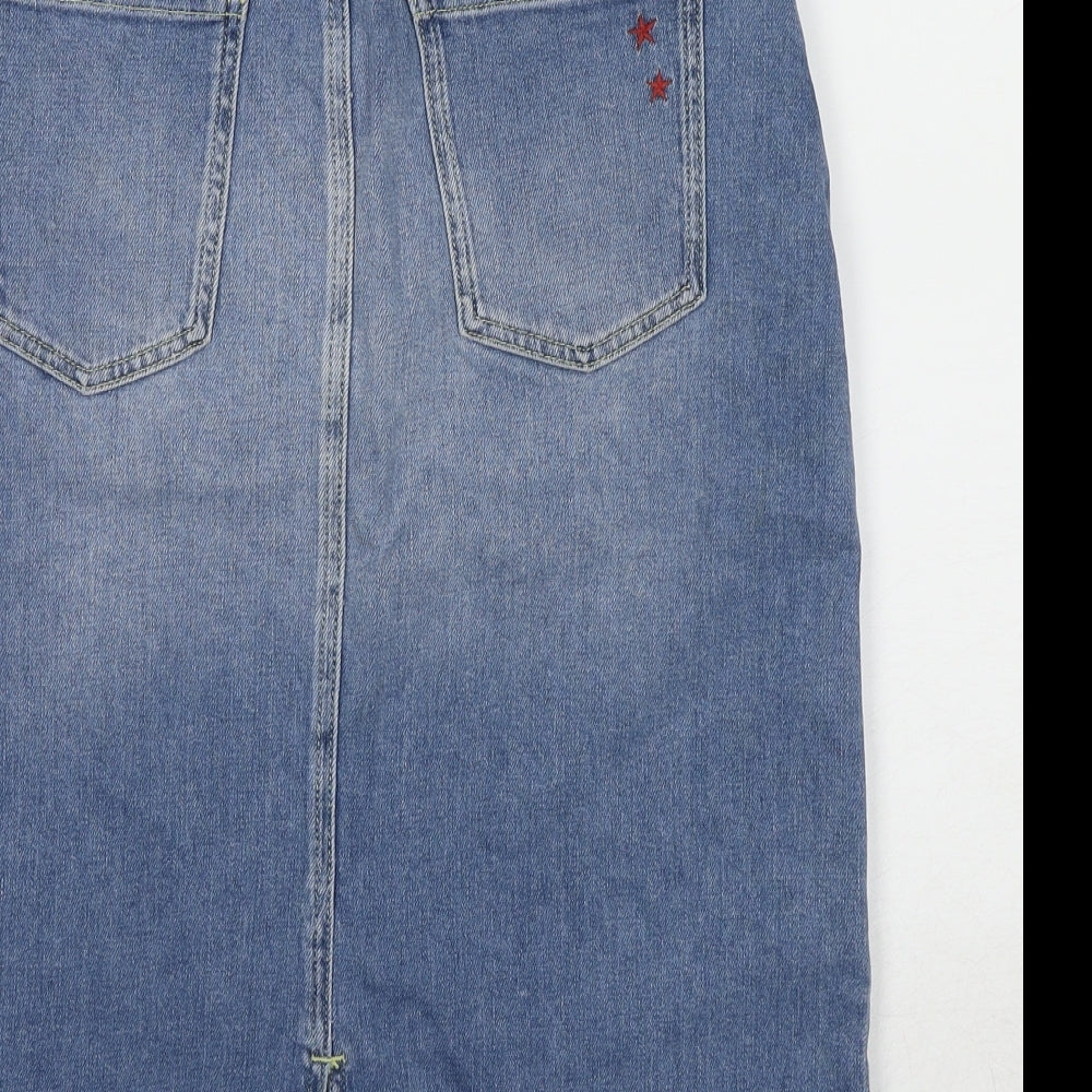 Khost Womens Blue Cotton Straight & Pencil Skirt Size 10 Zip