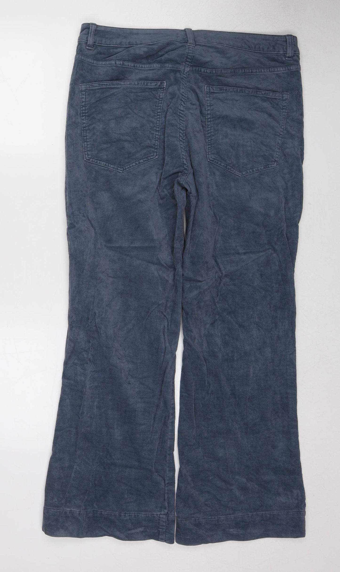 Marks and Spencer Womens Blue Cotton Trousers Size 16 Regular Zip
