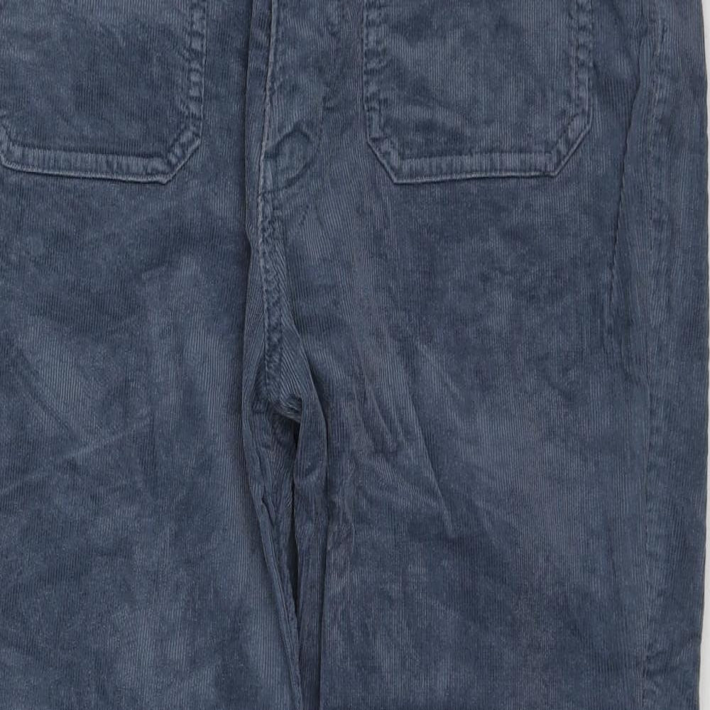 Marks and Spencer Womens Blue Cotton Trousers Size 16 Regular Zip