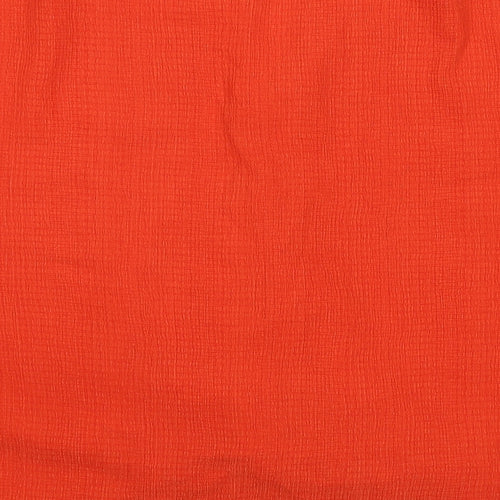 Zara Womens Orange Polyester Basic Blouse Size L V-Neck - Twist Detail