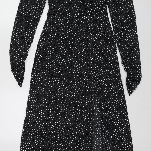 Urban Outfitters Womens Black Geometric Polyester A-Line Size XS Round Neck Tie