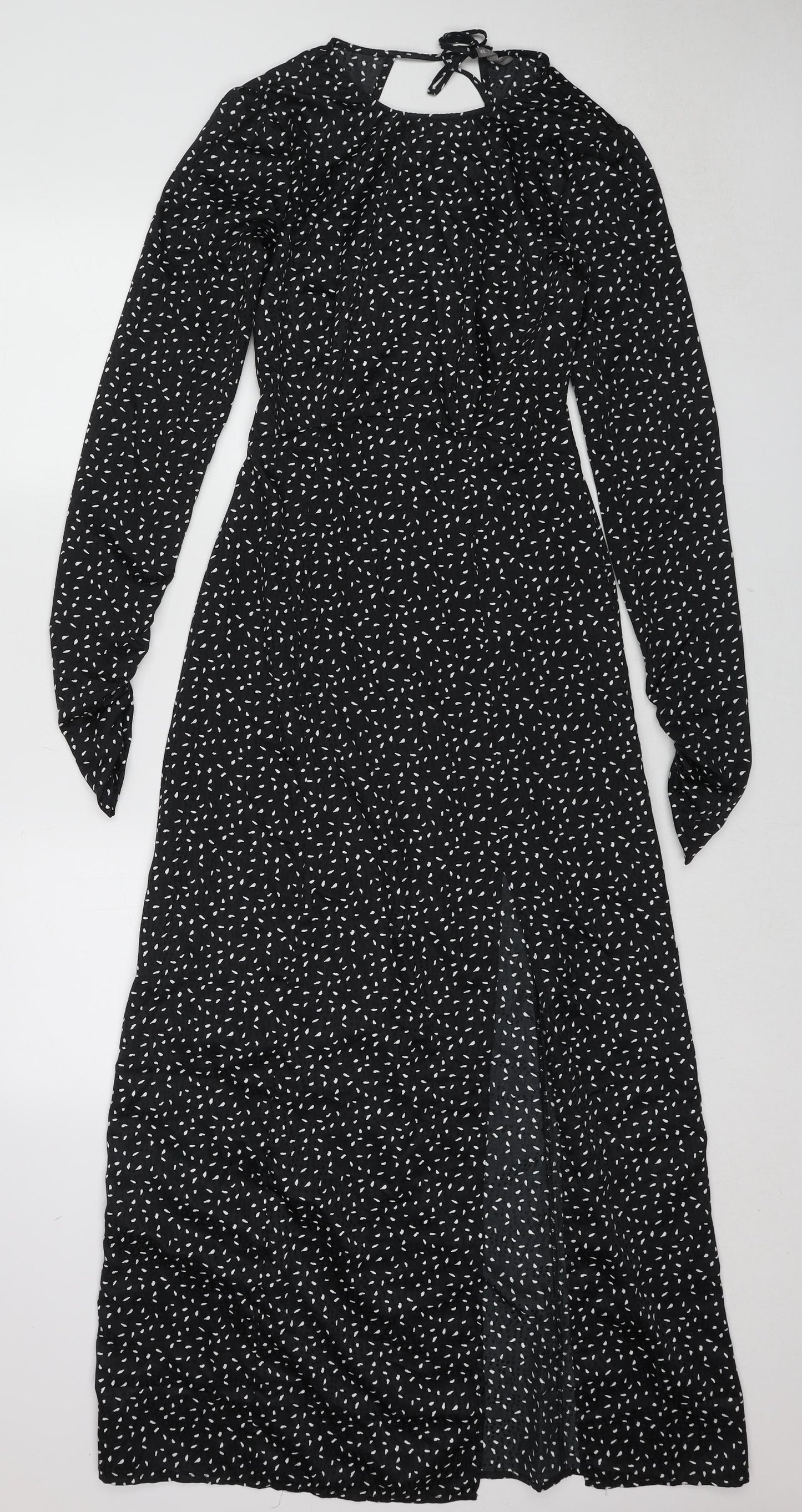 Urban Outfitters Womens Black Geometric Polyester A-Line Size XS Round Neck Tie