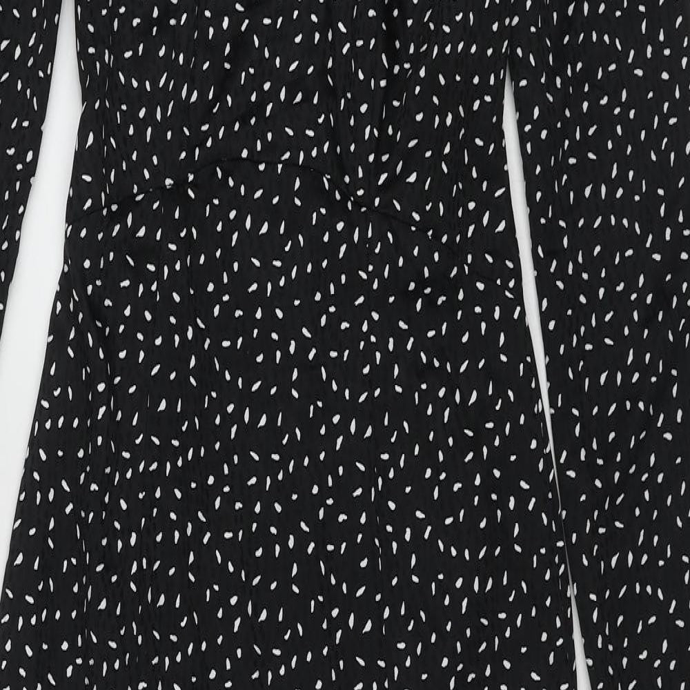 Urban Outfitters Womens Black Geometric Polyester A-Line Size XS Round Neck Tie