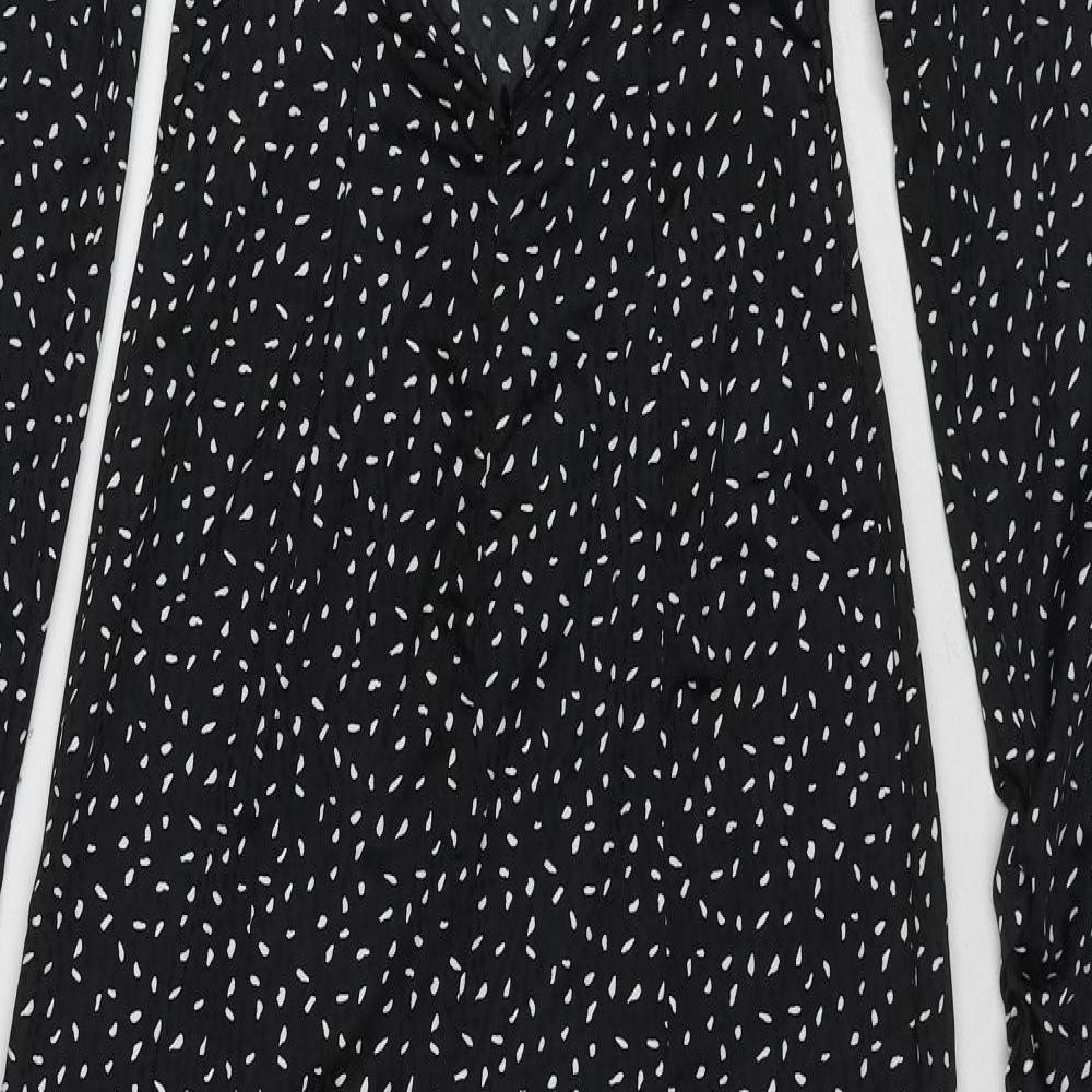 Urban Outfitters Womens Black Geometric Polyester A-Line Size XS Round Neck Tie