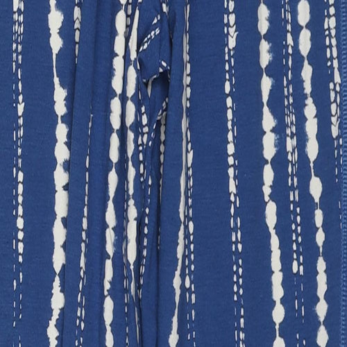 Marks and Spencer Womens Blue Geometric Viscose Trousers Size 6 L28 in Regular