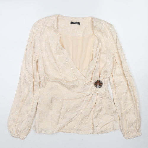 Fracomina Womens Ivory Viscose Basic Blouse Size S V-Neck