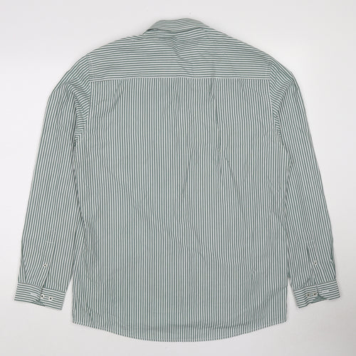 Dimensions Womens Green Striped Cotton Basic Button-Up Size 16 Collared