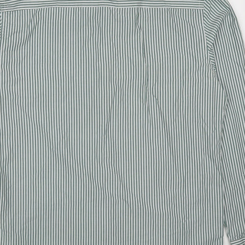 Dimensions Womens Green Striped Cotton Basic Button-Up Size 16 Collared