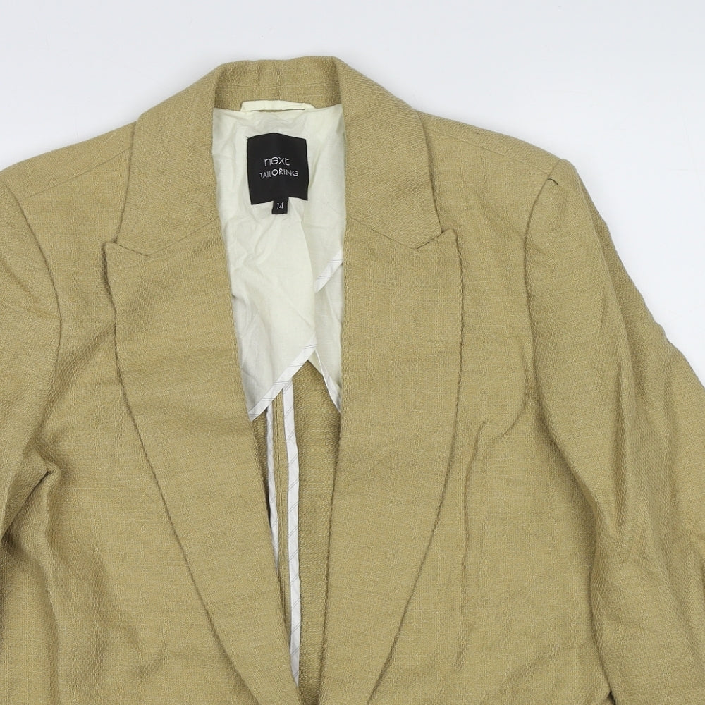 NEXT Womens Beige Linen Jacket Suit Jacket Size 14 - Open Style