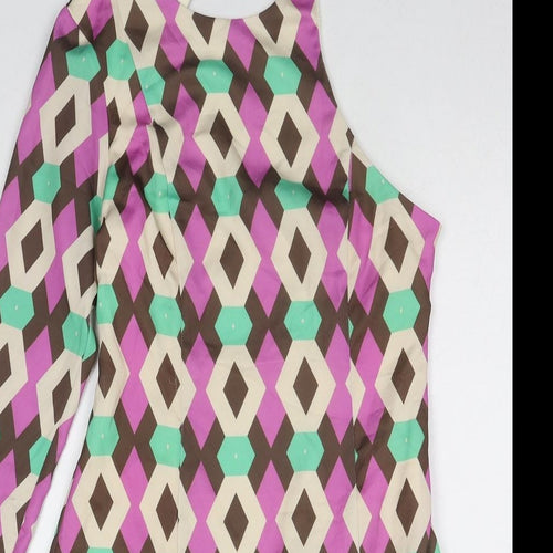 Zara Womens Multicoloured Geometric Polyester Mini Size S One Shoulder Zip