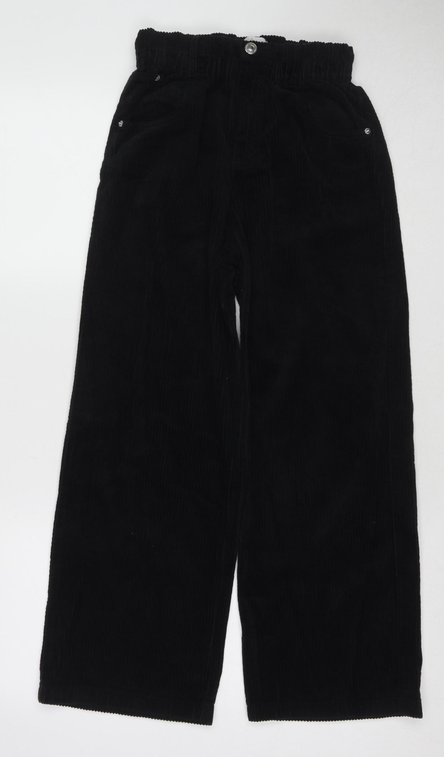 Zara Girls Black Cotton Capri Trousers Size 13-14 Years L25 in Regular Zip