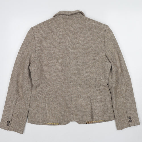 Per Una Womens Beige Geometric Jacket Blazer Size 18 Button