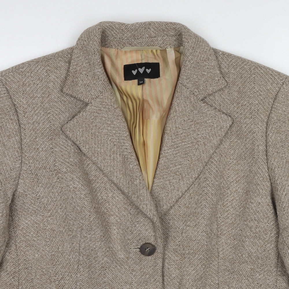 Per Una Womens Beige Geometric Jacket Blazer Size 18 Button