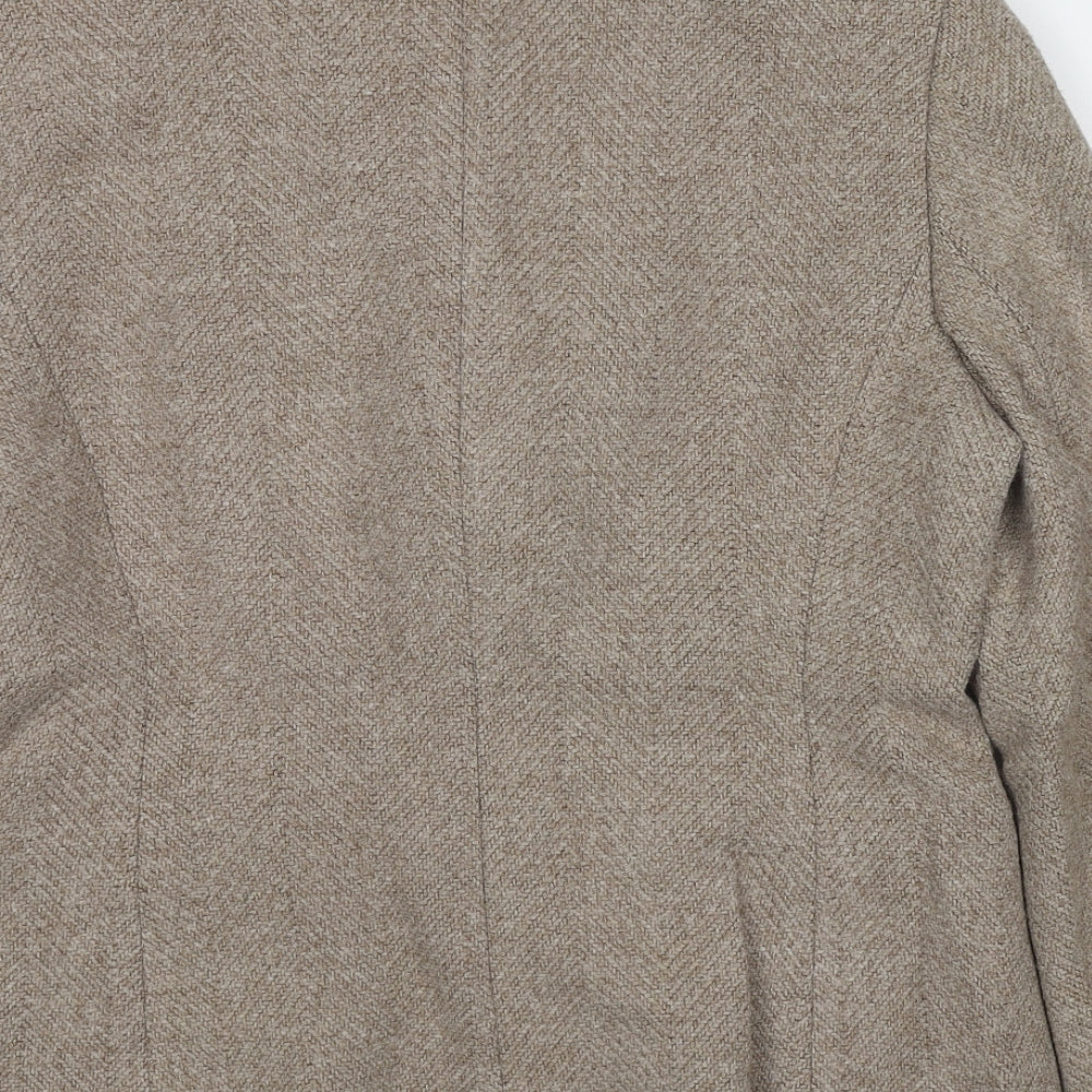 Per Una Womens Beige Geometric Jacket Blazer Size 18 Button