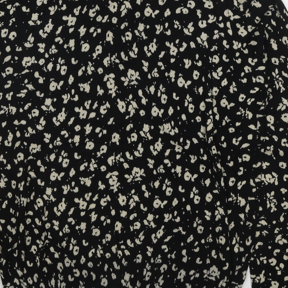 Marks and Spencer Womens Black Round Neck Animal Print Viscose Cardigan Jumper Size 12 - Leopard Print