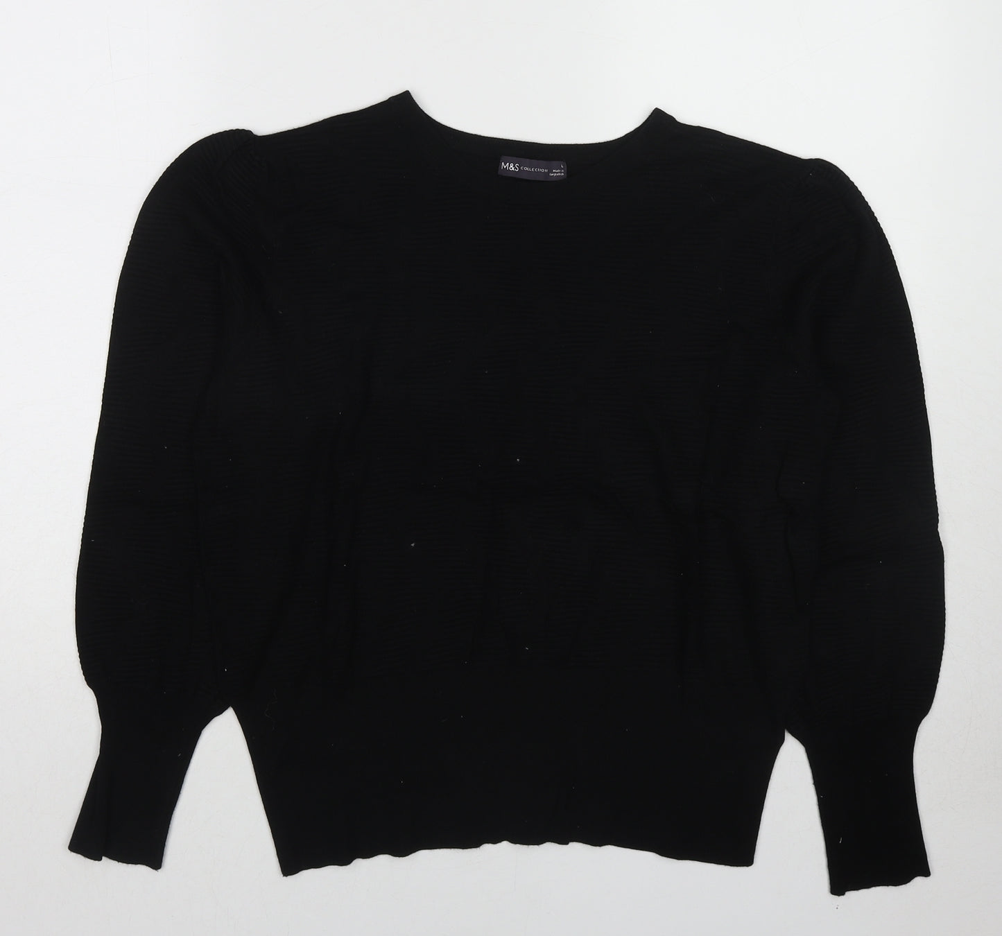 Marks and Spencer Womens Black Round Neck Viscose Pullover Jumper Size L