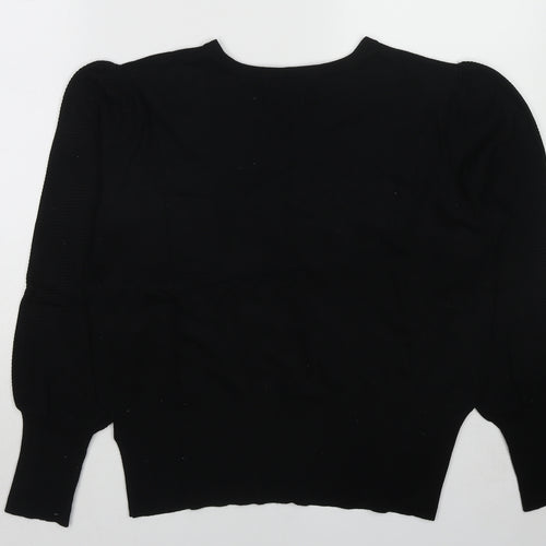 Marks and Spencer Womens Black Round Neck Viscose Pullover Jumper Size L
