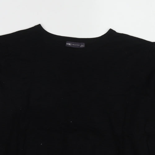 Marks and Spencer Womens Black Round Neck Viscose Pullover Jumper Size L