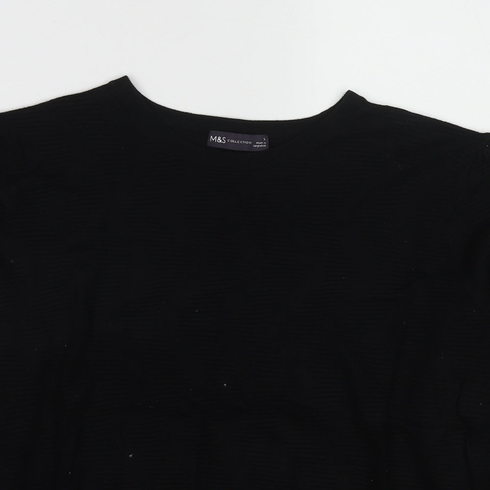 Marks and Spencer Womens Black Round Neck Viscose Pullover Jumper Size L