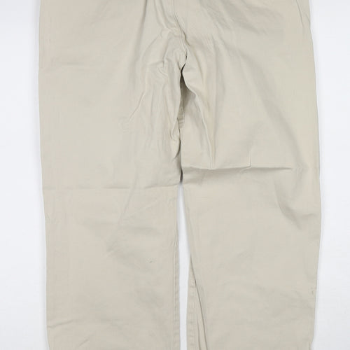 DOCKERS Mens Beige Cotton Chino Trousers Size 32 in L30 in Regular Zip - Embroidered Logo