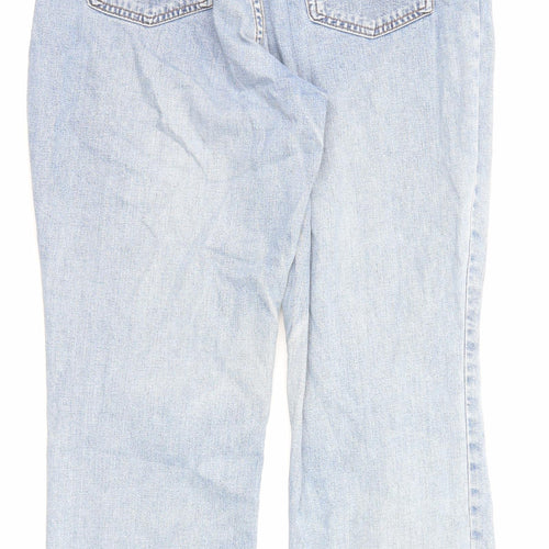Marks and Spencer Womens Blue Cotton Straight Jeans Size 16 L26 in Regular Zip