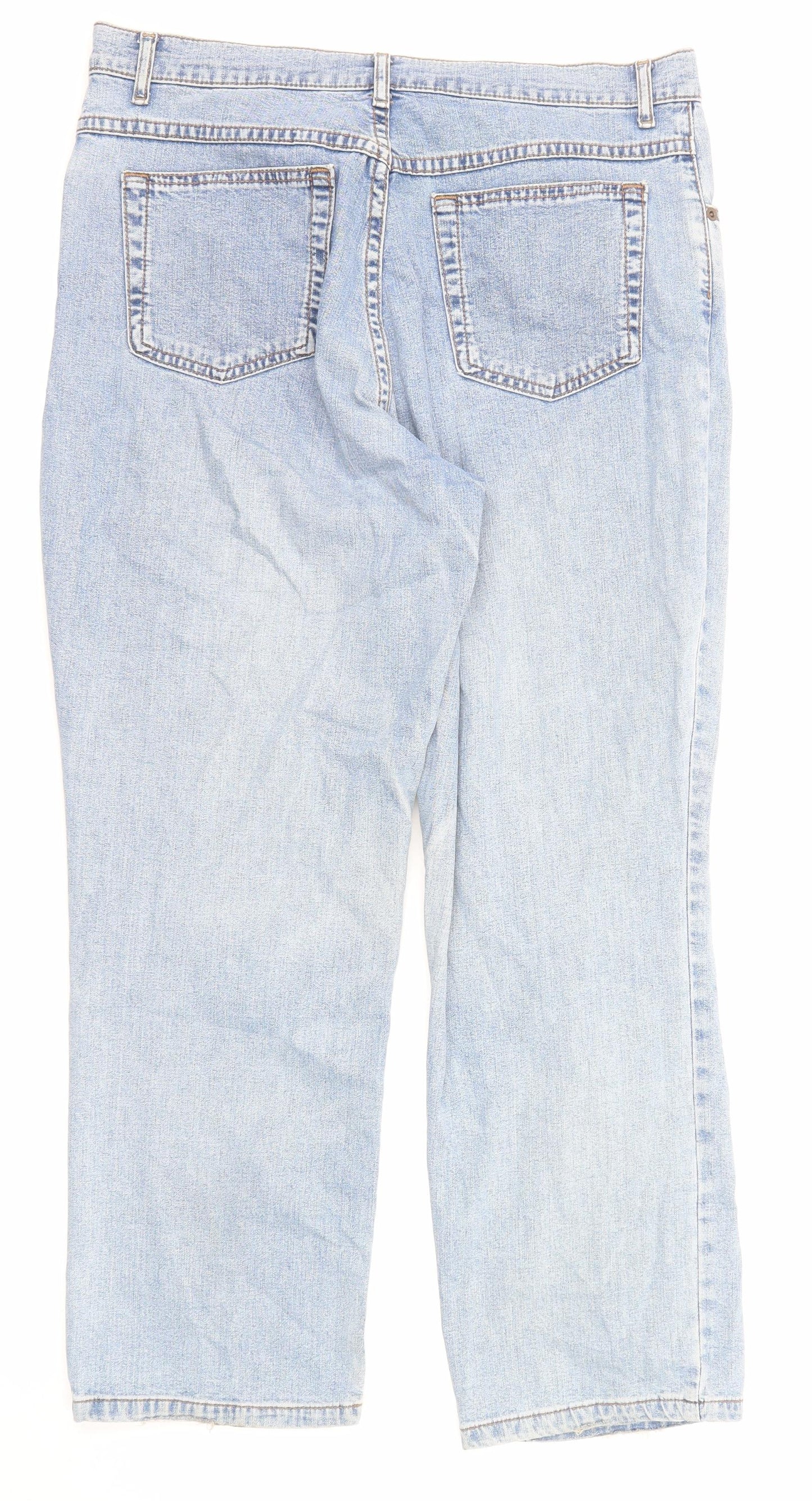 Marks and Spencer Womens Blue Cotton Straight Jeans Size 16 L26 in Regular Zip