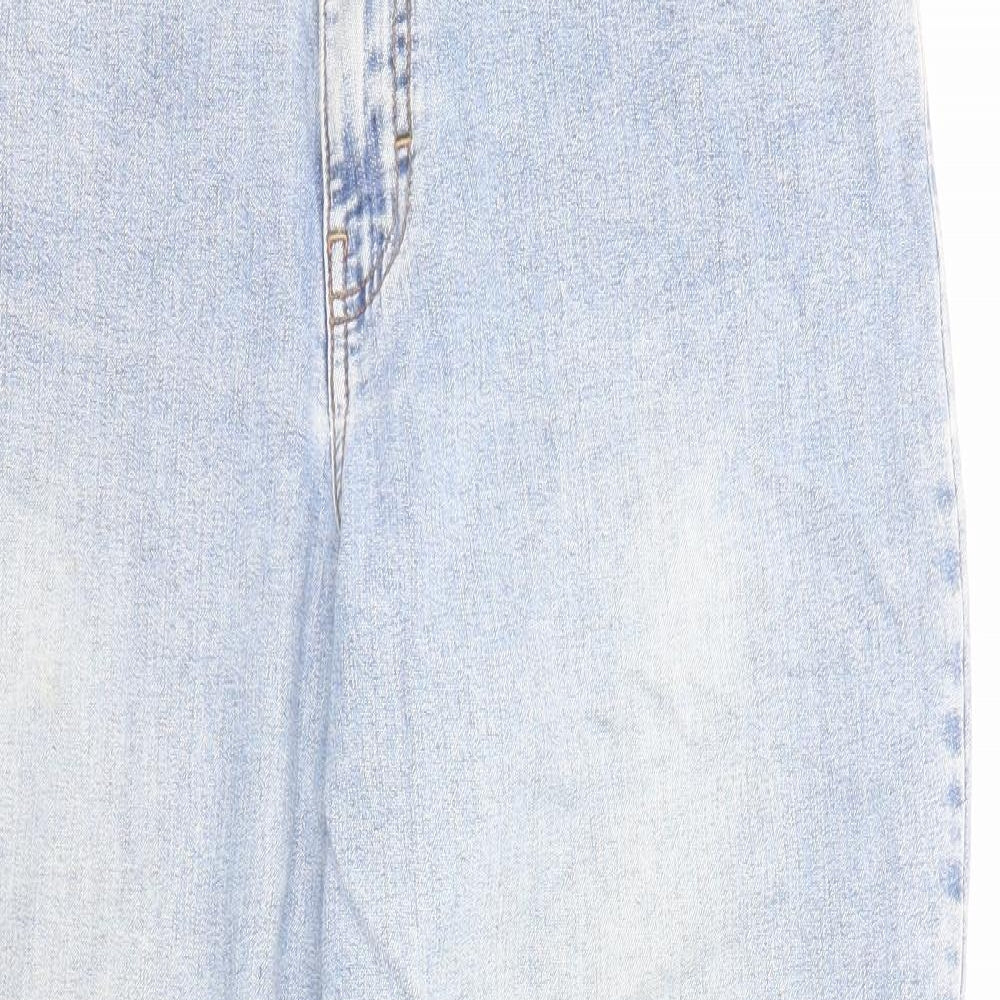 Marks and Spencer Womens Blue Cotton Straight Jeans Size 16 L26 in Regular Zip