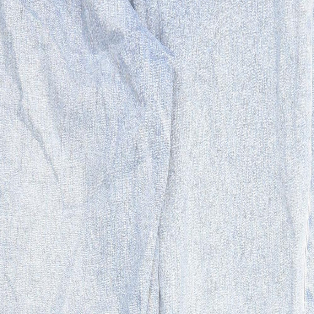 Marks and Spencer Womens Blue Cotton Straight Jeans Size 16 L26 in Regular Zip