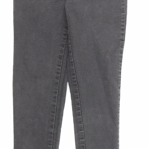 Miss Selfridge Womens Grey Cotton Skinny Jeans Size 8 L25 in Regular Zip
