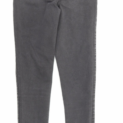 Miss Selfridge Womens Grey Cotton Skinny Jeans Size 8 L25 in Regular Zip