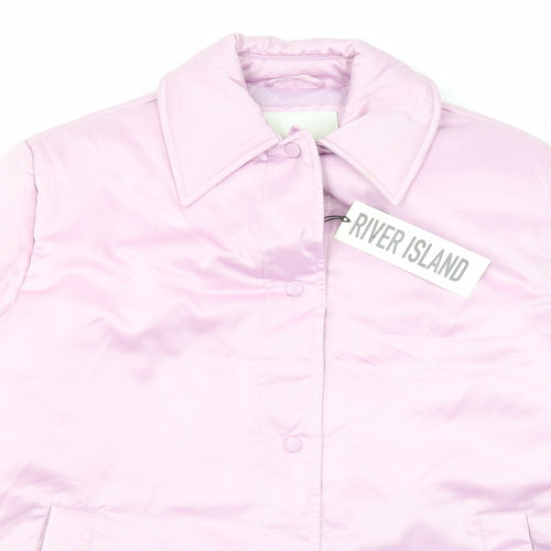 River Island Womens Pink Jacket Size S Snap