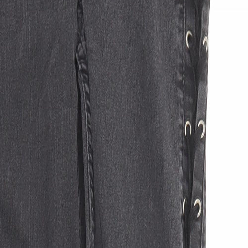 Divided by H&M Womens Grey Cotton Skinny Jeans Size 10 L28 in Regular Zip - Lace Up Detail