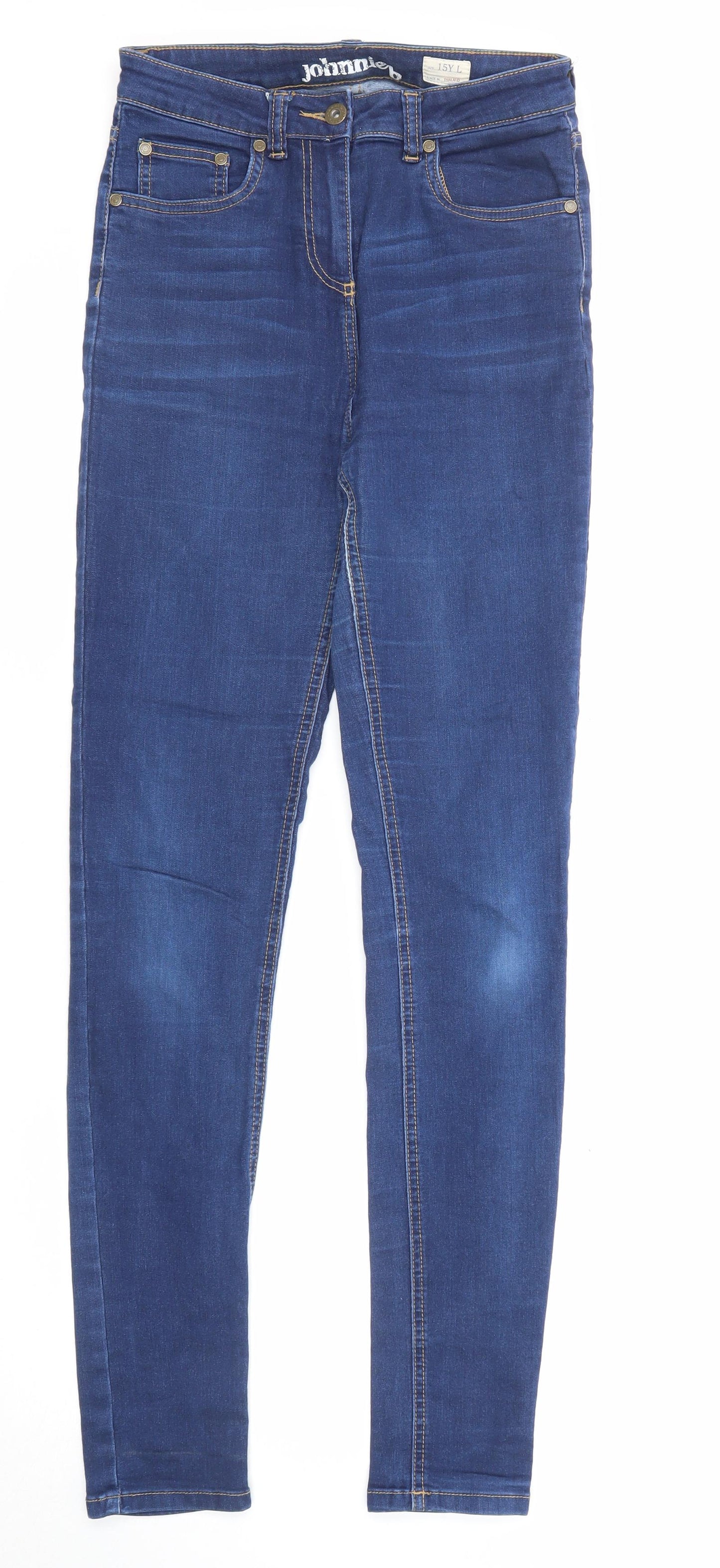 Johnnie B Girls Blue Cotton Skinny Jeans Size 15 Years L30 in Regular Zip