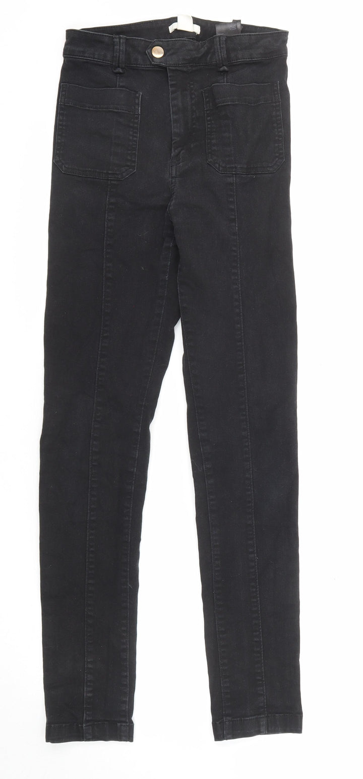 H&M Womens Black Cotton Skinny Jeans Size 8 L29 in Regular Zip