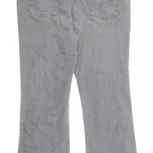 Per Una Womens Grey Cotton Bootcut Jeans Size 14 L27 in Regular Zip