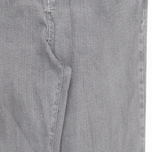 Per Una Womens Grey Cotton Bootcut Jeans Size 14 L27 in Regular Zip