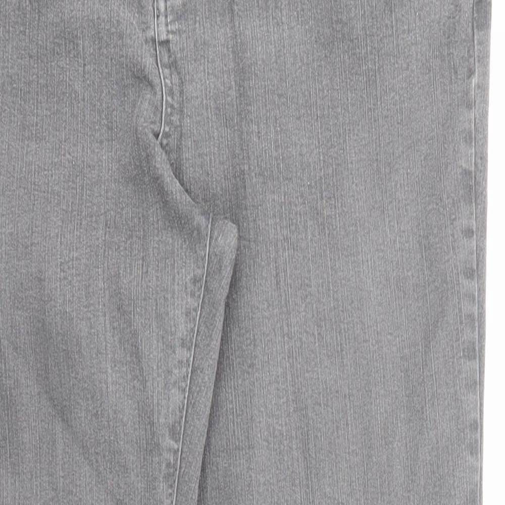 Per Una Womens Grey Cotton Bootcut Jeans Size 14 L27 in Regular Zip