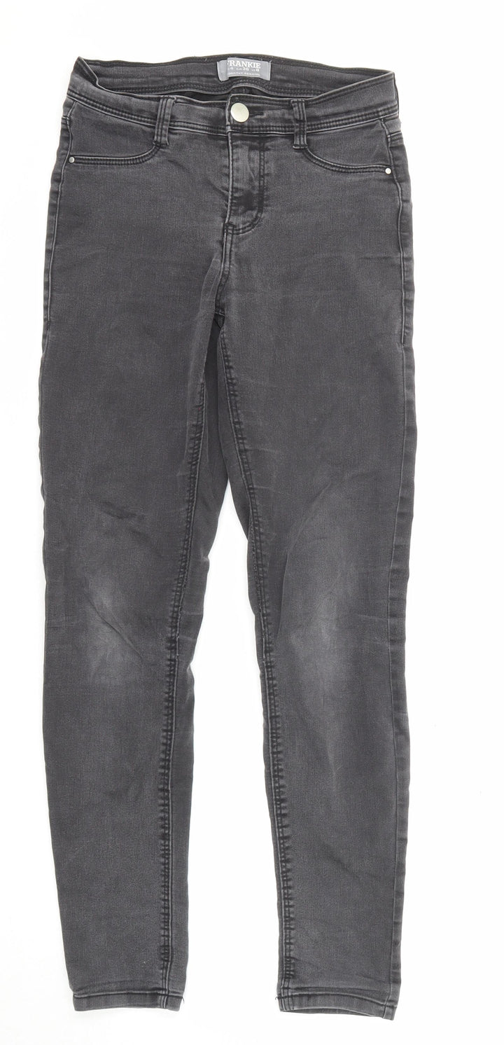 Dorothy Perkins Womens Grey Cotton Skinny Jeans Size 8 L28 in Regular Zip