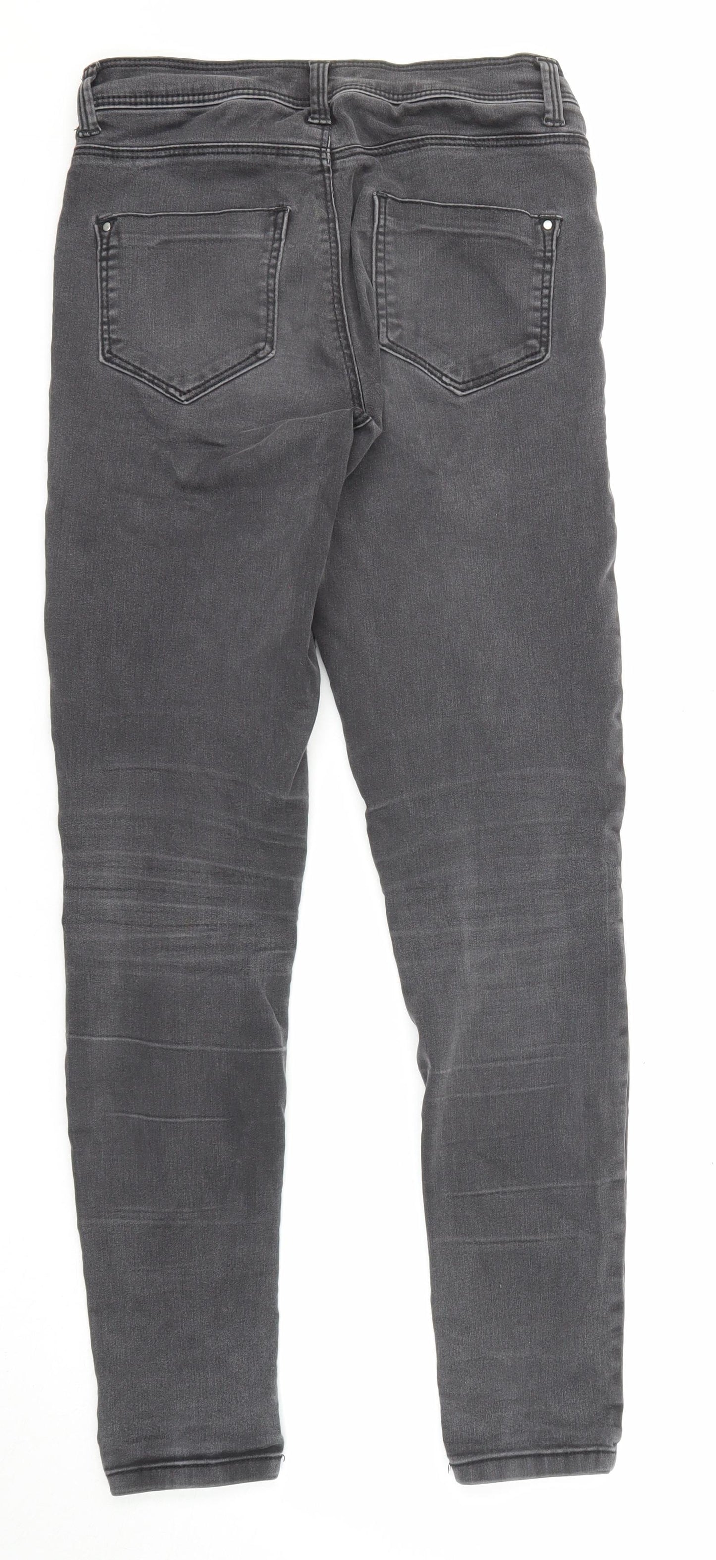 Dorothy Perkins Womens Grey Cotton Skinny Jeans Size 8 L28 in Regular Zip