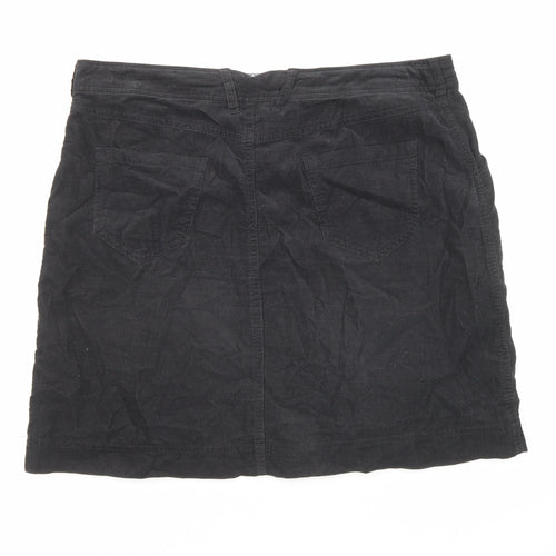White Stuff Womens Black Cotton A-Line Skirt Size 12 Zip