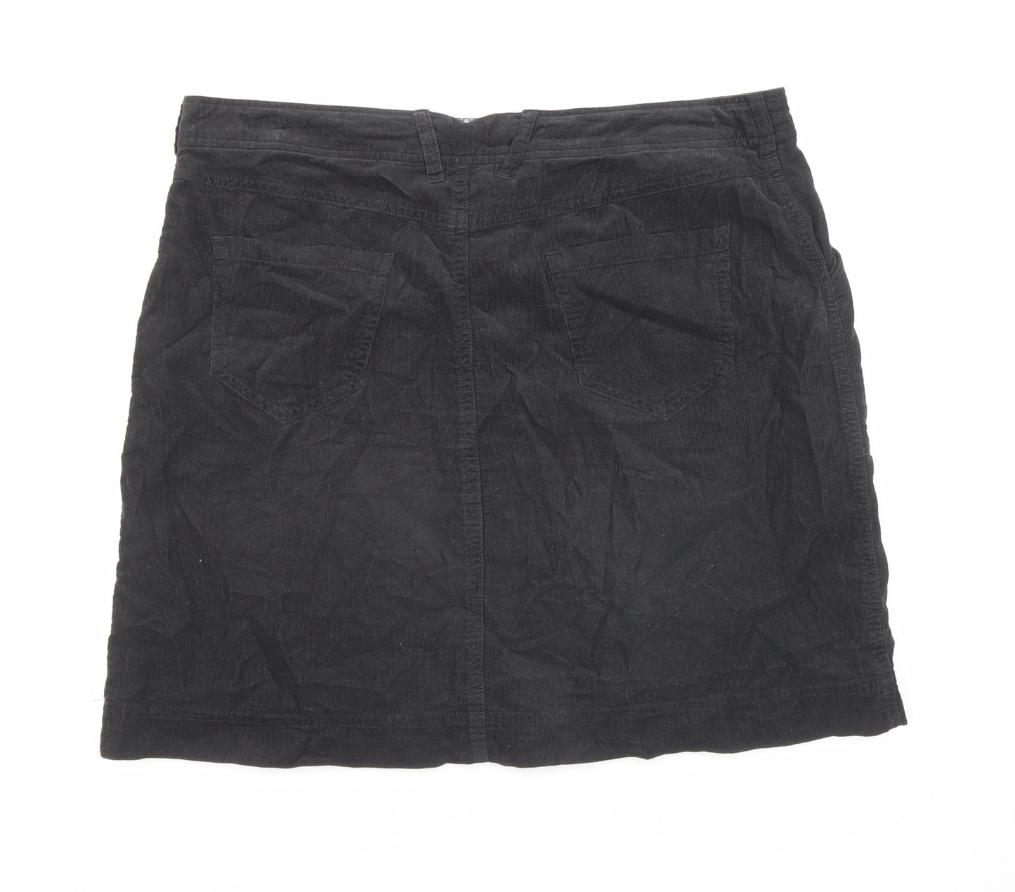 White Stuff Womens Black Cotton A-Line Skirt Size 12 Zip