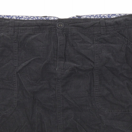 White Stuff Womens Black Cotton A-Line Skirt Size 12 Zip