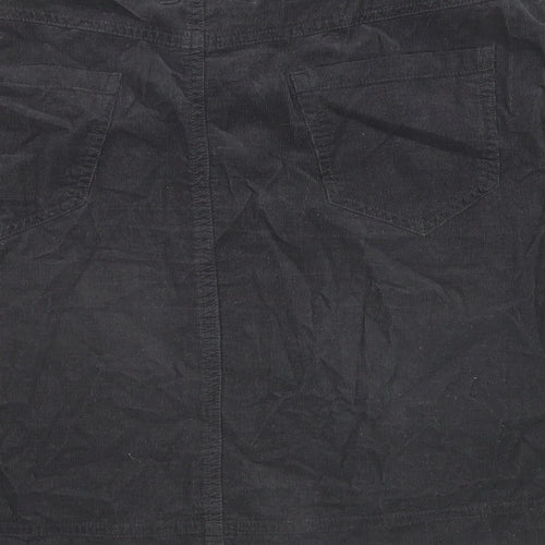 White Stuff Womens Black Cotton A-Line Skirt Size 12 Zip
