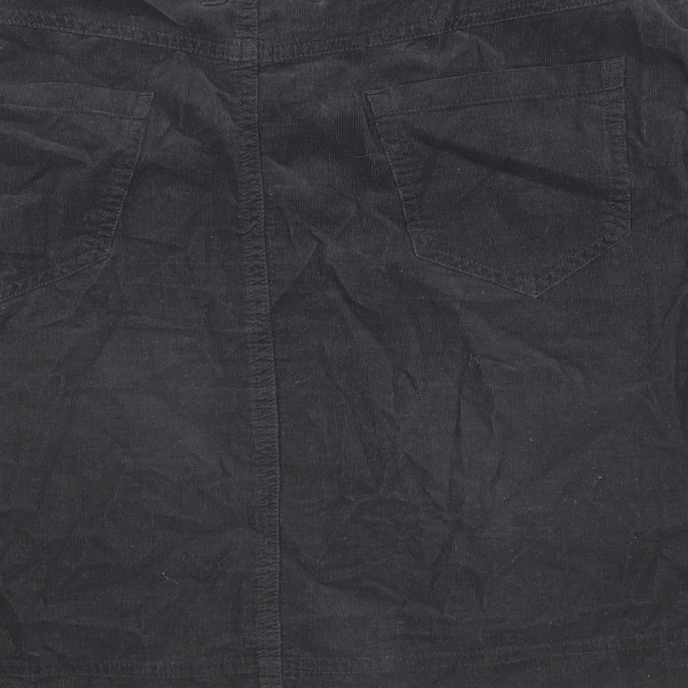 White Stuff Womens Black Cotton A-Line Skirt Size 12 Zip