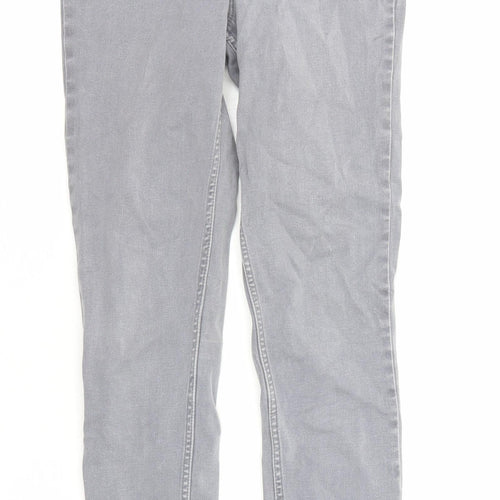 New Look Womens Grey Cotton Skinny Jeans Size 8 L28 in Regular Zip